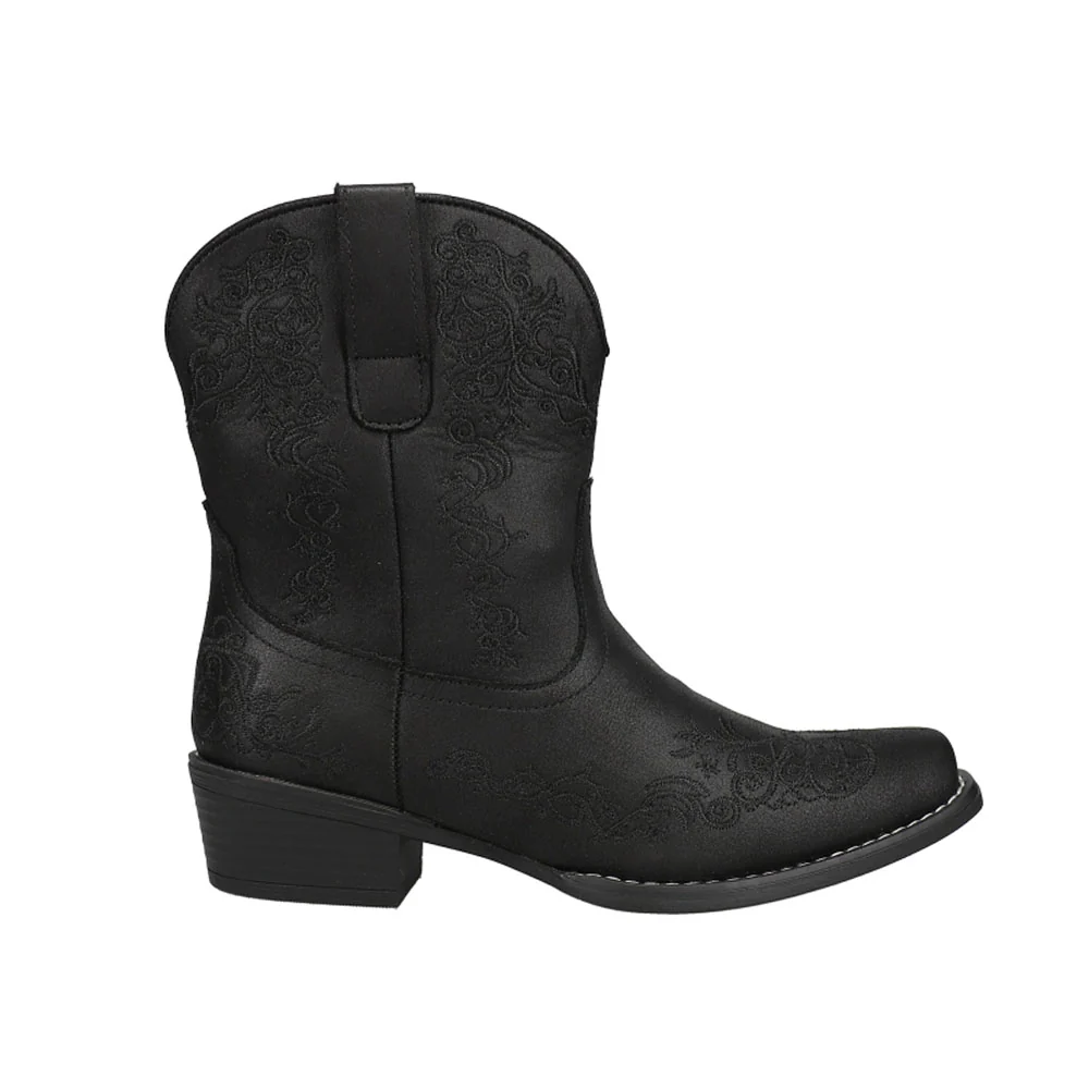 Riley Shorty Scroll Embroidered Snip Toe Cowboy Booties