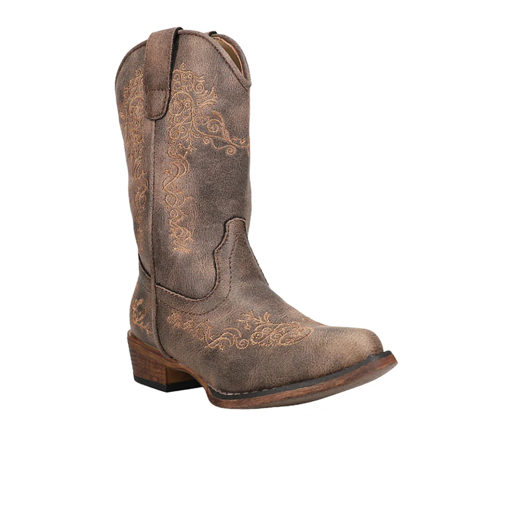 Riley Scroll Snip Toe Cowboy Boots (Little Kid) - Image 2