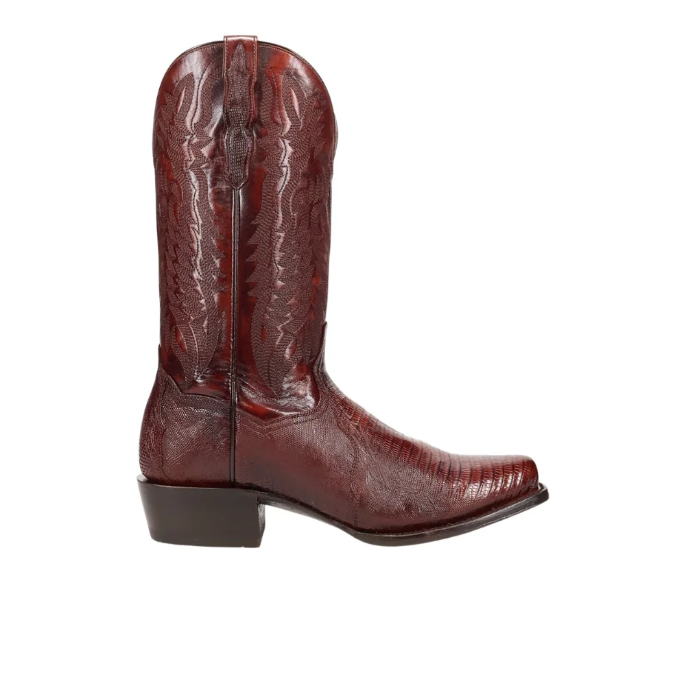 Ringold Lizard Embroidered Square Toe Pull On Cowboy Boots