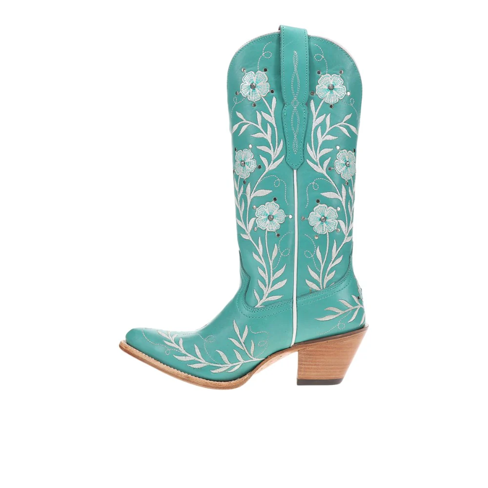 Romance Floral Embroidered Pointed Toe Cowboy Boots - Image 3