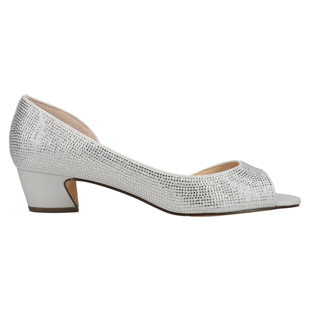 Rossie Metallic Rhinestone Peep Toe Evening Pumps
