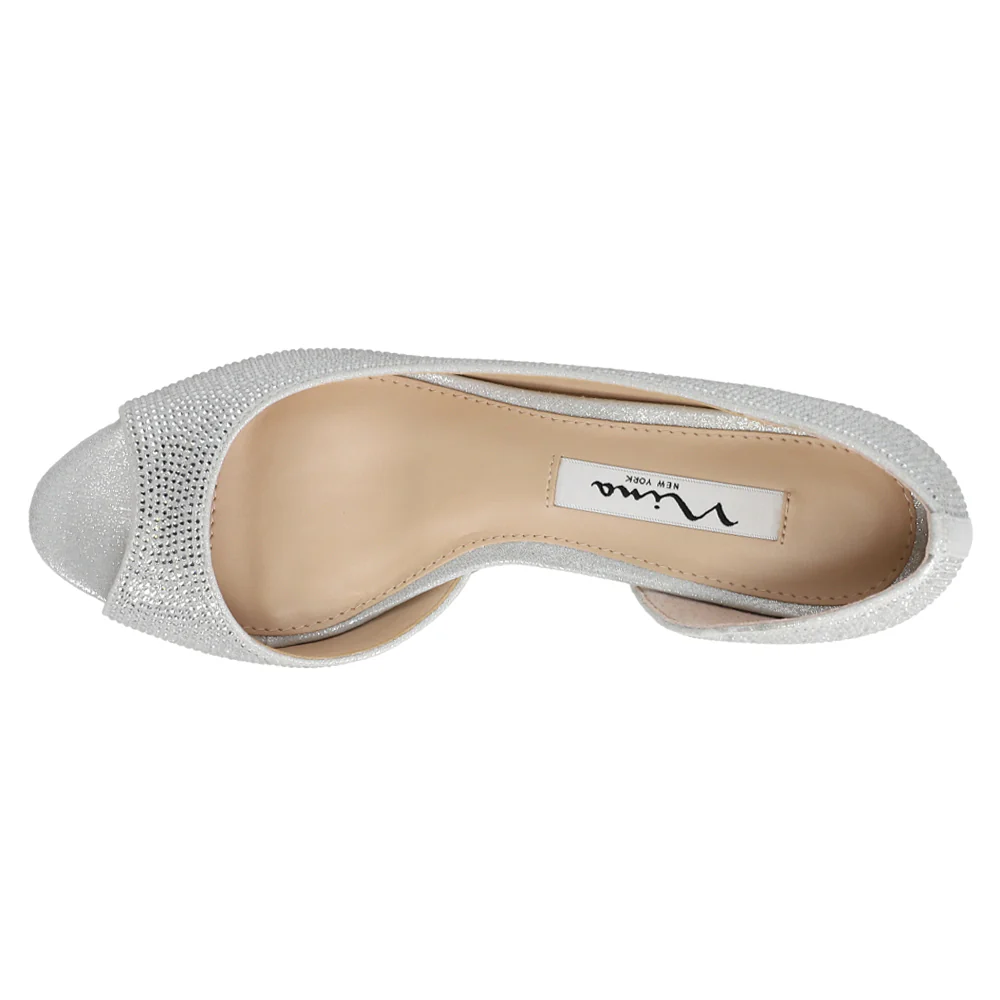 Rossie Metallic Rhinestone Peep Toe Evening Pumps - Image 4