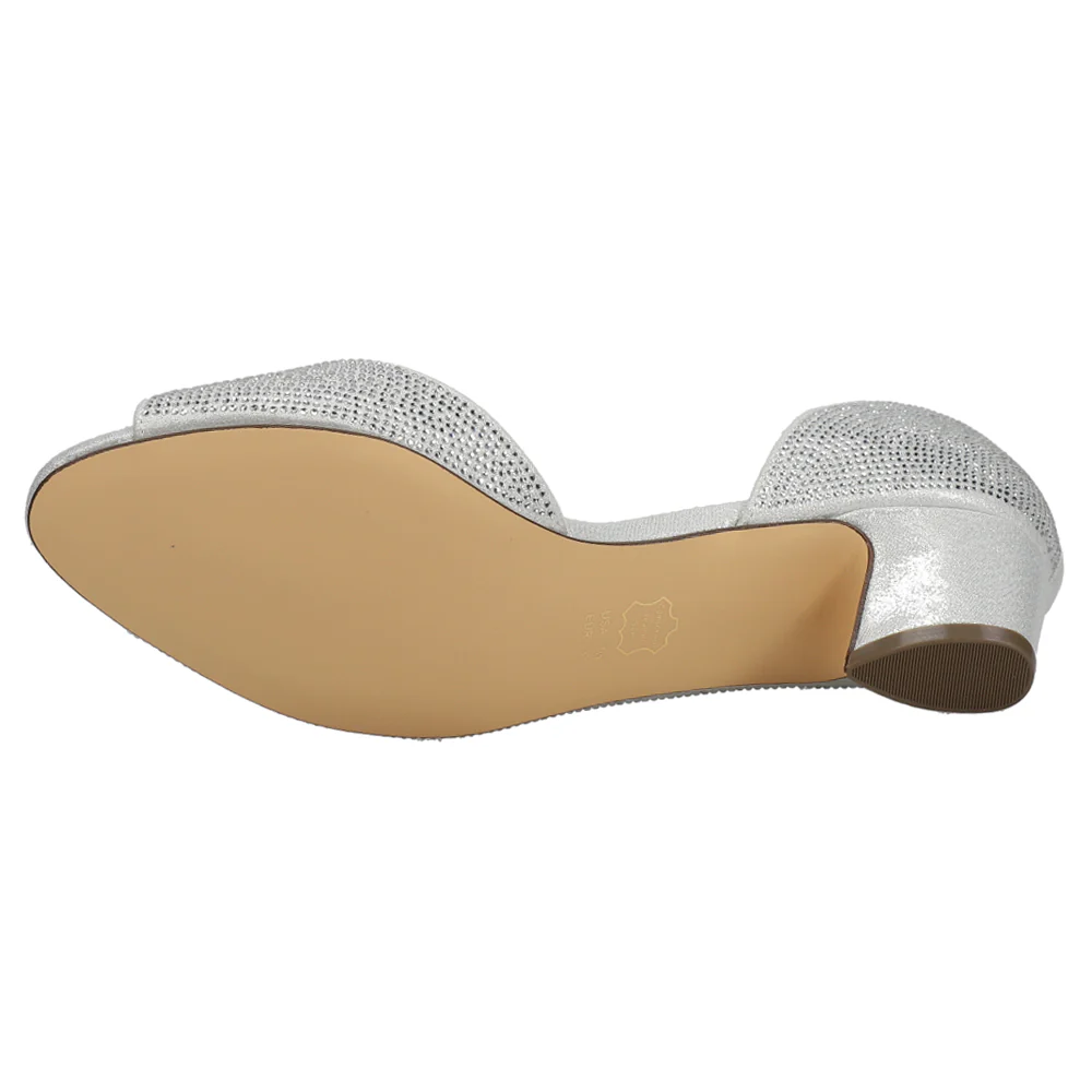 Rossie Metallic Rhinestone Peep Toe Evening Pumps - Image 5
