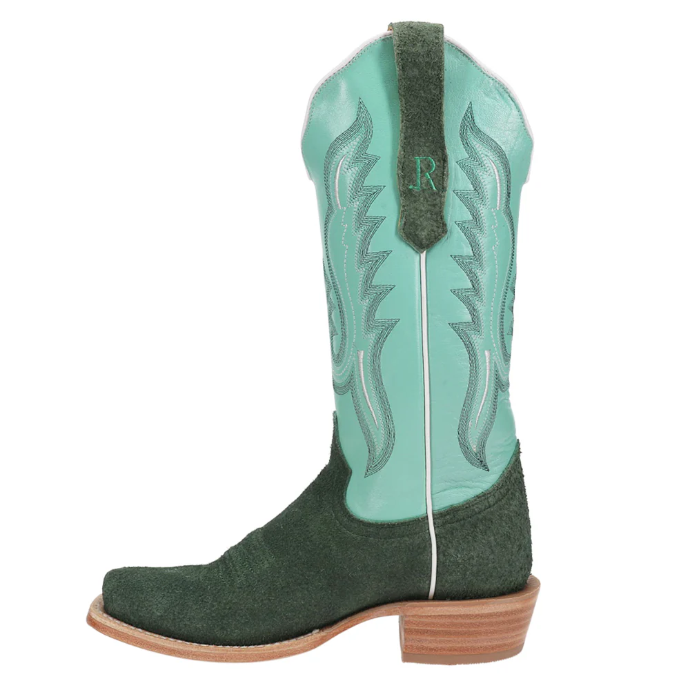 Rough Out Embroidered Narrow Square Toe Cowboy Boots - Image 3