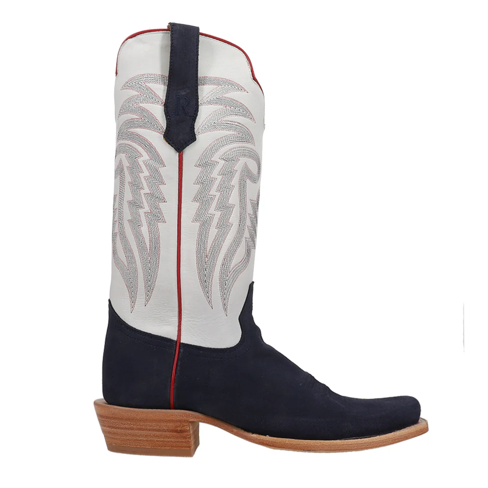 Rough Out Embroidered Narrow Square Toe Cowboy Boots
