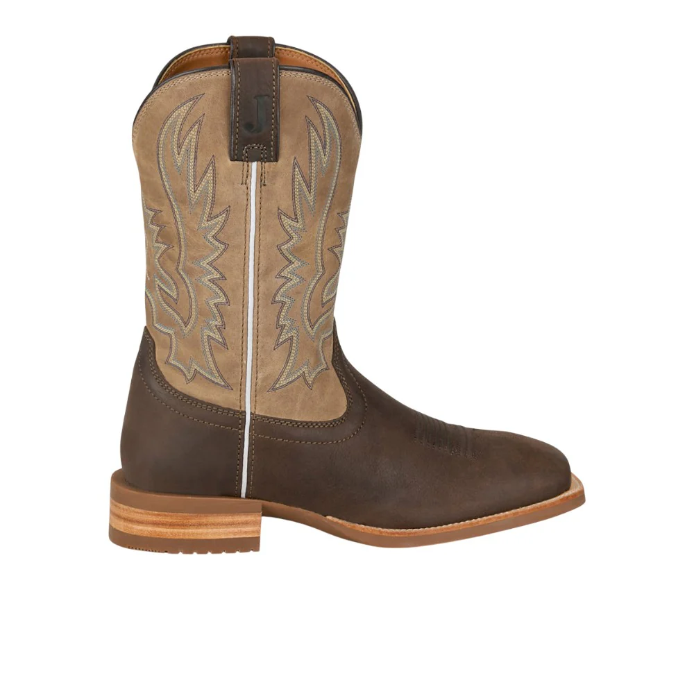 Rustle 11 Inch Embroidered Square Toe Pull On Cowboy Boots