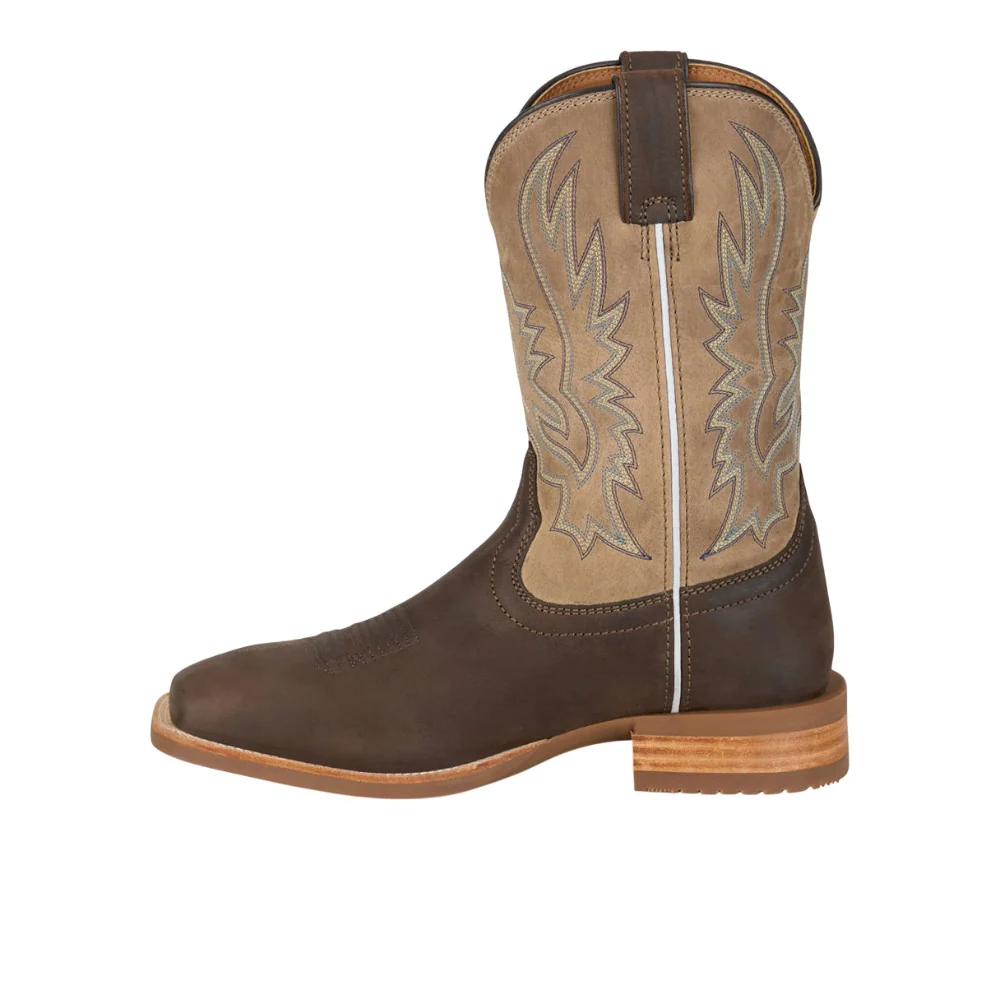 Rustle 11 Inch Embroidered Square Toe Pull On Cowboy Boots - Image 3
