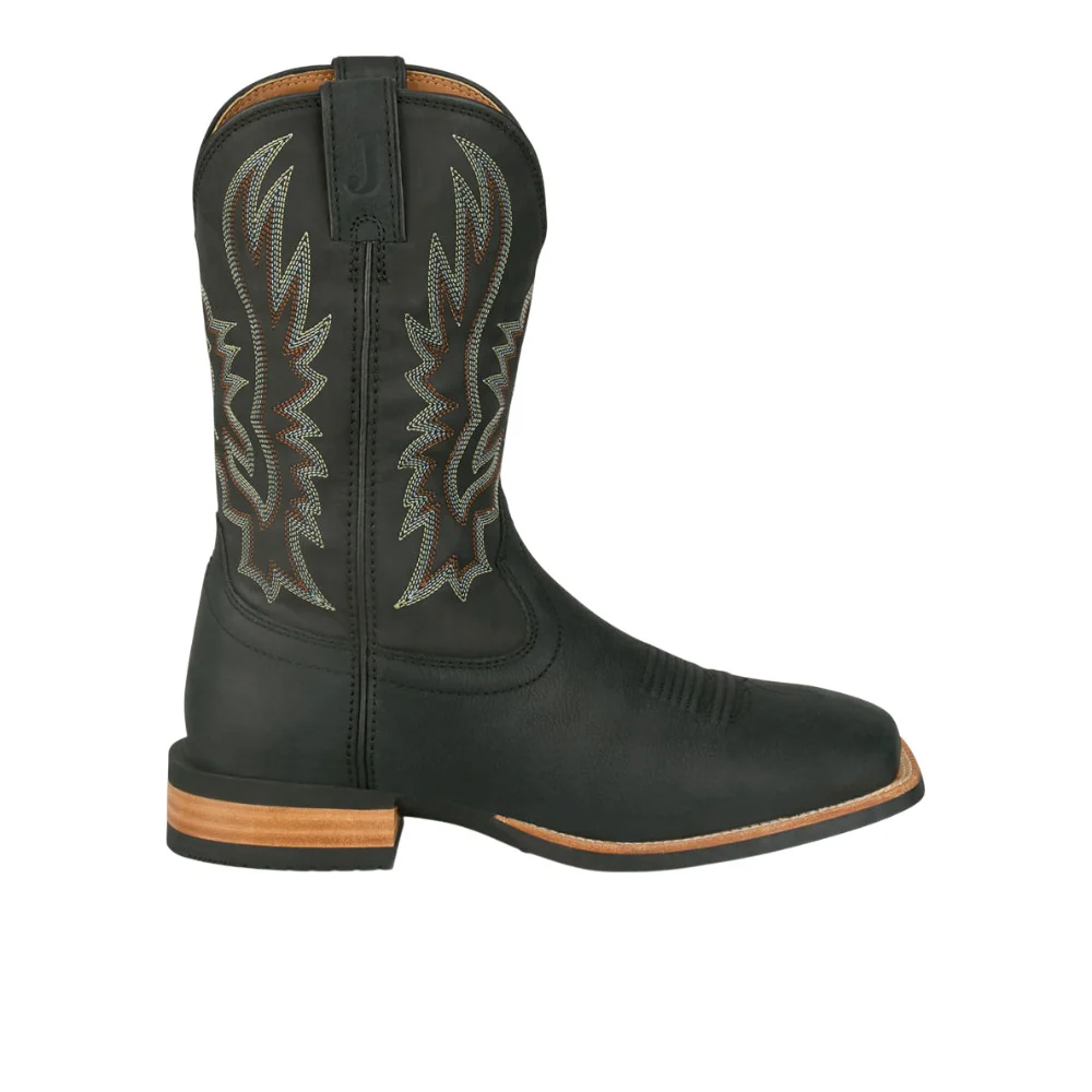 Rustle 11 Inch Embroidered Square Toe Pull On Cowboy Boots