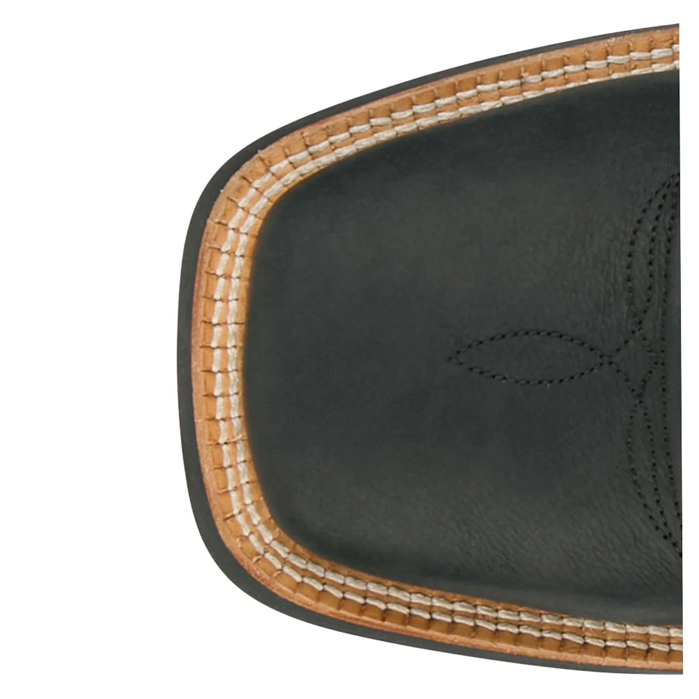 Rustle 11 Inch Embroidered Square Toe Pull On Cowboy Boots - Image 4