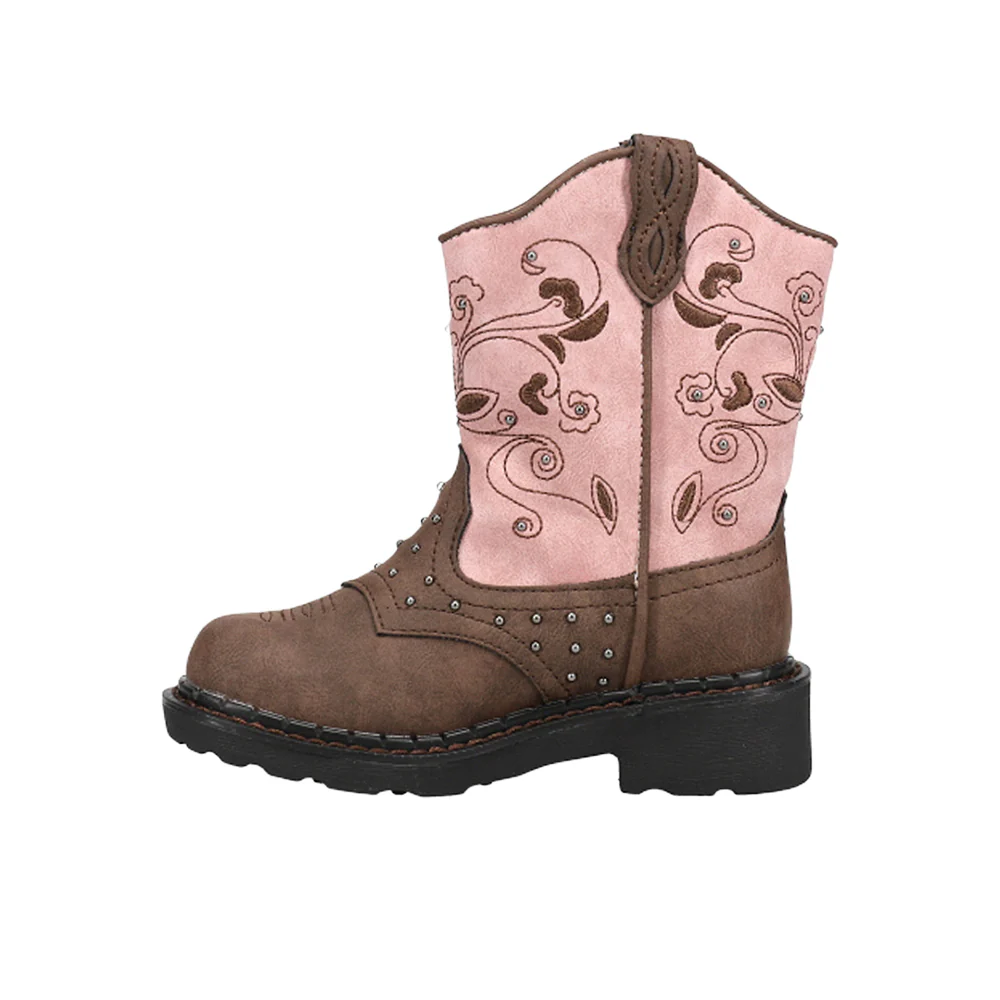 Saddle Light Round Toe Cowboy Boots (Little Kid-Big Kid) - Image 3