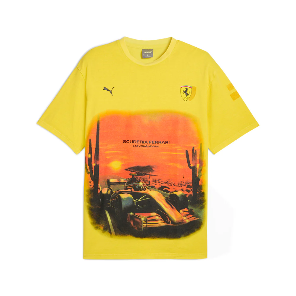 Scuderia Ferrari Race Desert Sun Las Vegas Graphic Crew Neck Short Sleeve T-Shirt