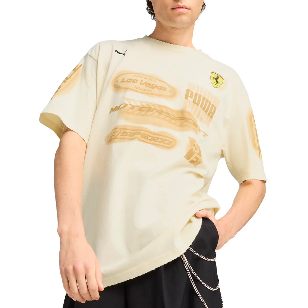 Scuderia Ferrari Race Desert Sun Las Vegas Graphic Crew Neck Short Sleeve T-Shirt - Image 3