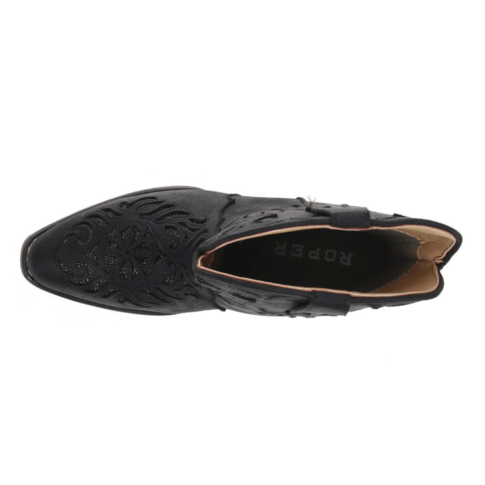 Selena Glitter Tooled Inlay Snip Toe Pull On Cowboy Booties - Image 4