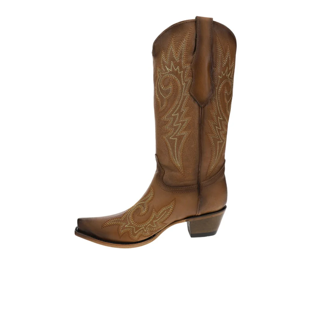 Shedron Flames Embroidery Snip Toe Cowboy Boots - Image 3