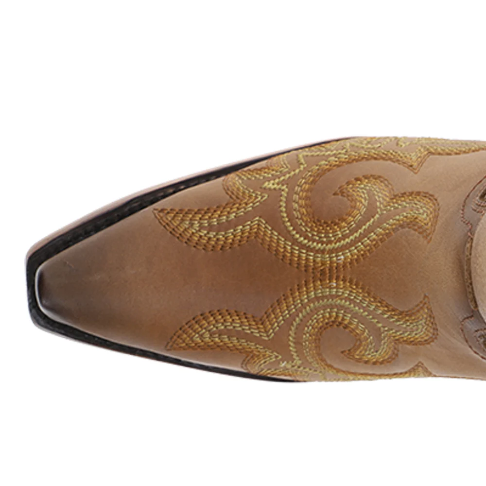 Shedron Flames Embroidery Snip Toe Cowboy Boots - Image 4