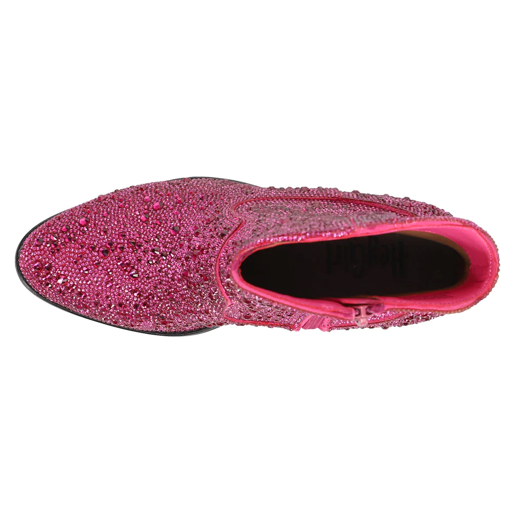 Shine Bright Rhinestone Round Toe Pull On Zippered Booties - Image 4
