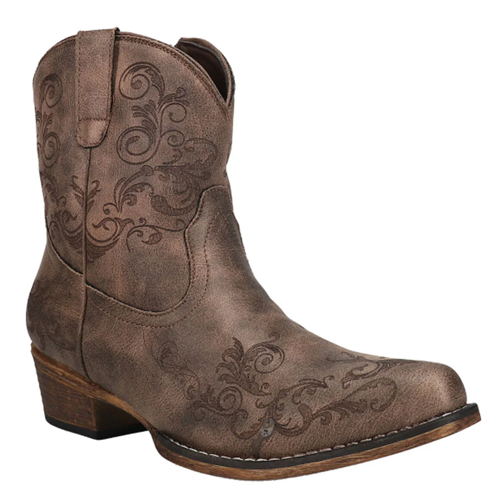 Short Stuff Embroidery Snip Toe Cowboy Booties - Image 2