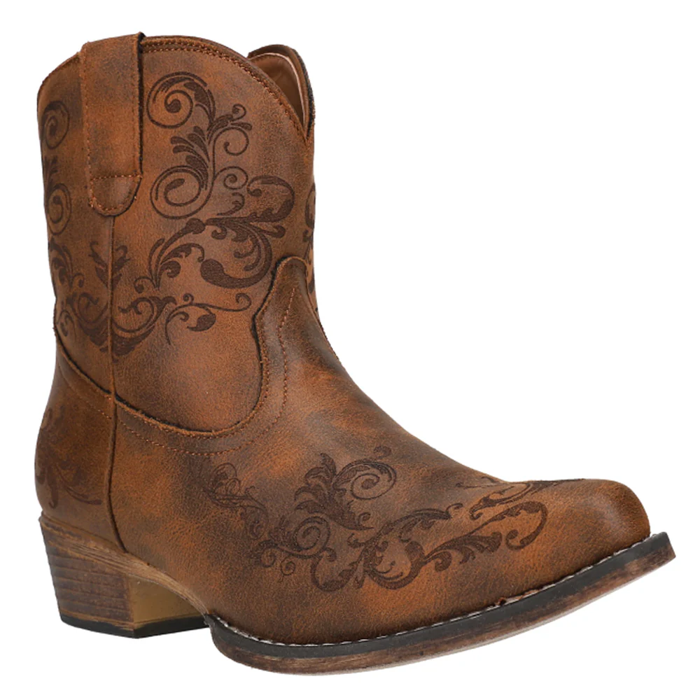 Short Stuff Embroidery Snip Toe Cowboy Booties - Image 2