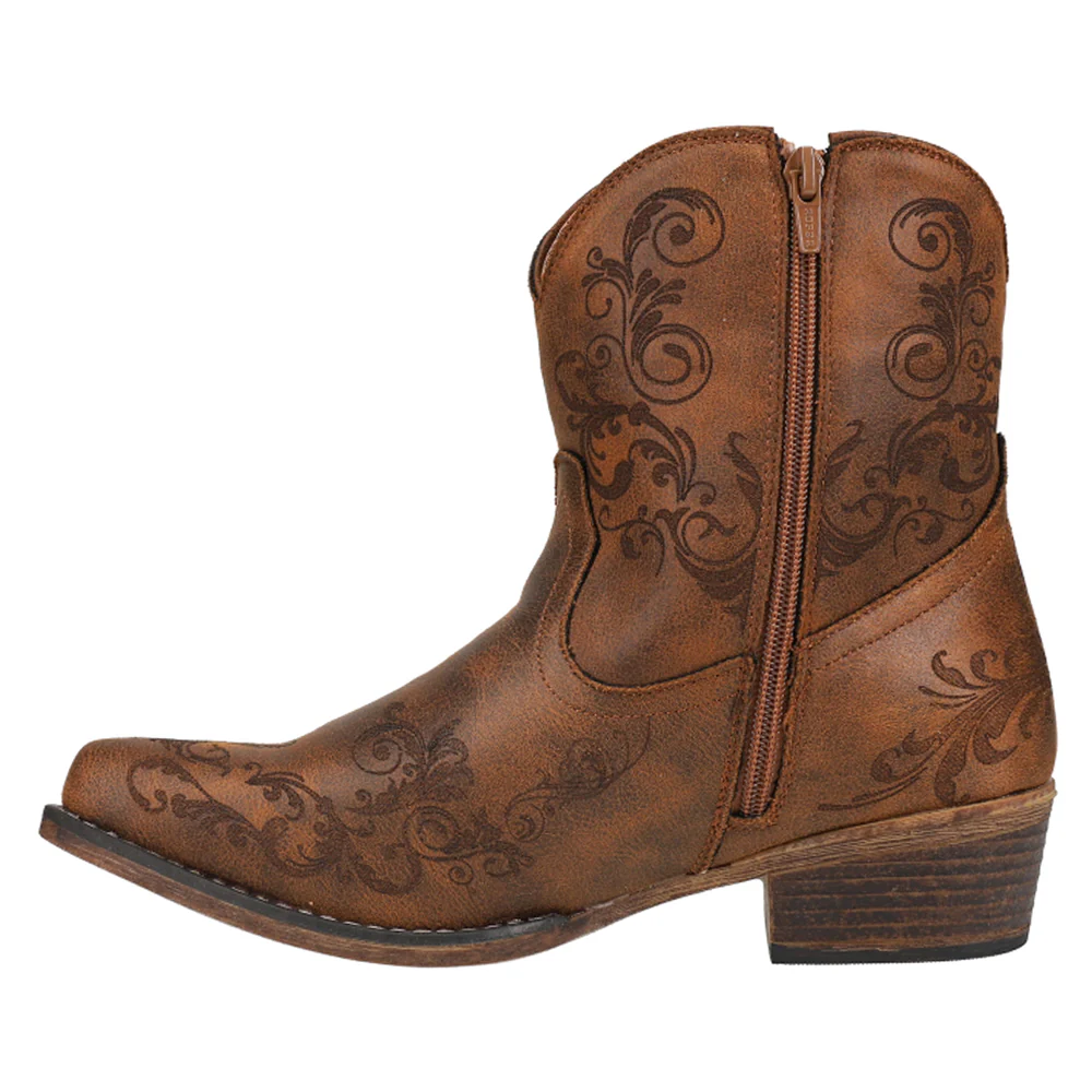 Short Stuff Embroidery Snip Toe Cowboy Booties - Image 3