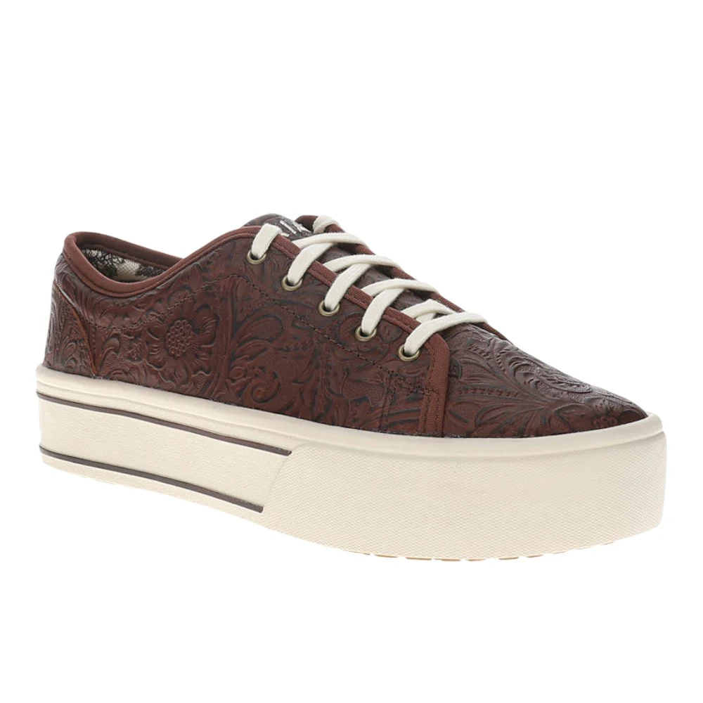 Skylar Floral Embossed Platform Lace Up Sneakers - Image 2