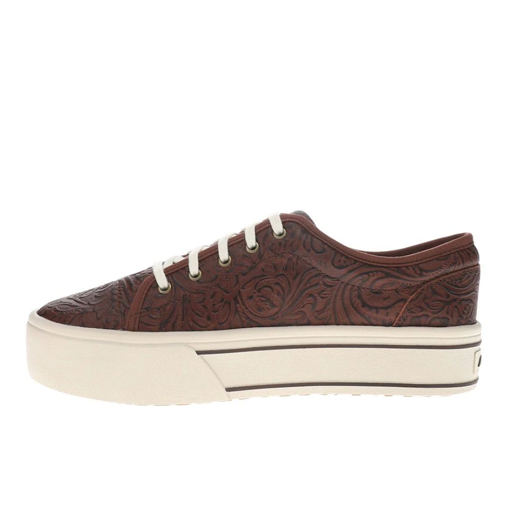 Skylar Floral Embossed Platform Lace Up Sneakers - Image 3