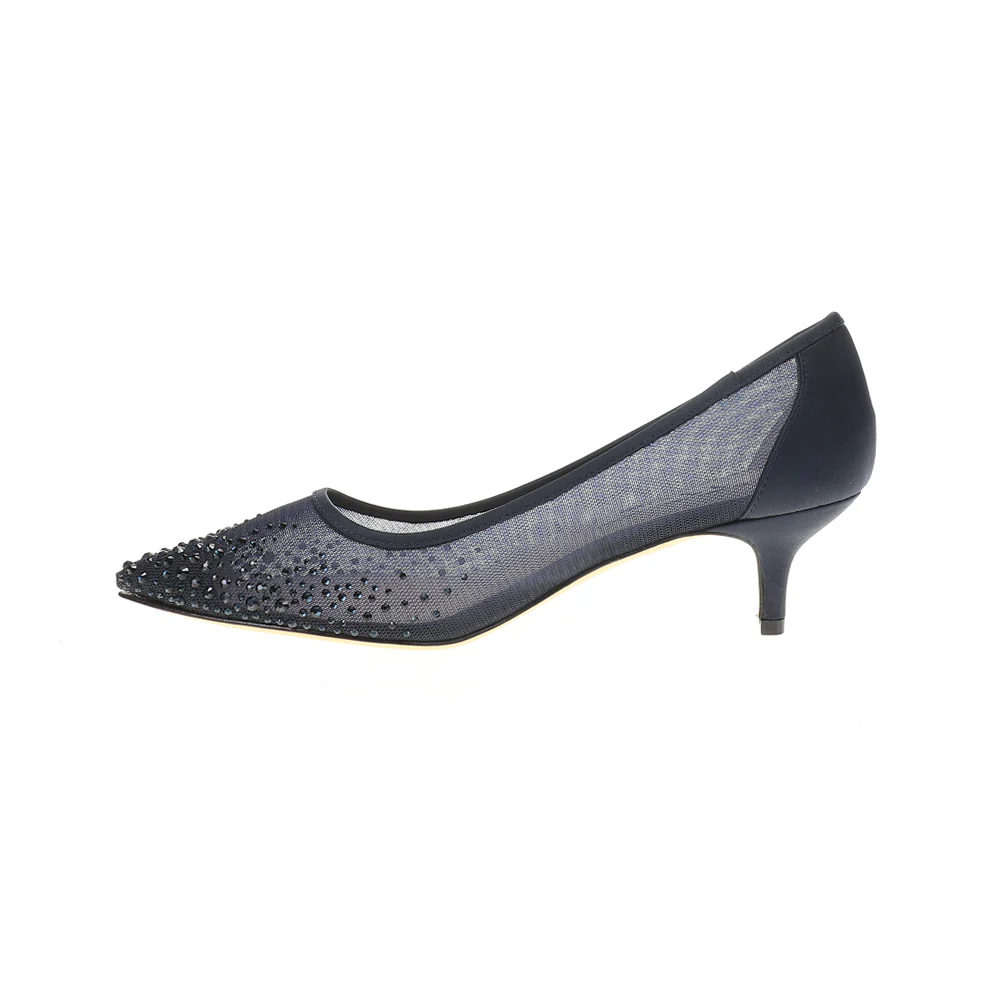 Sofie Rhinestone Pointed Toe Kitten Heel Pumps - Image 3