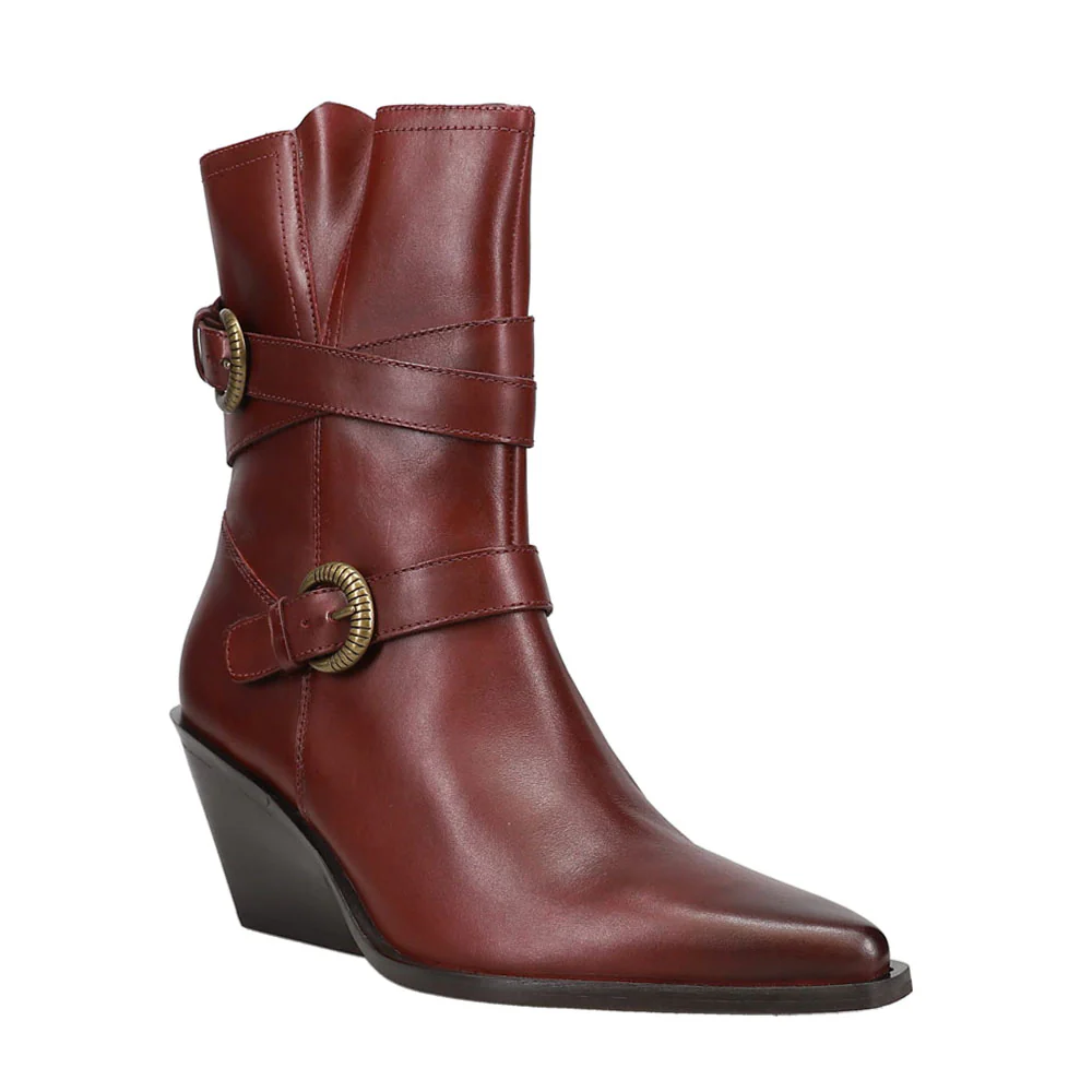 Speak Up Pointed Toe Zippered Cowboy Boots - Image 2