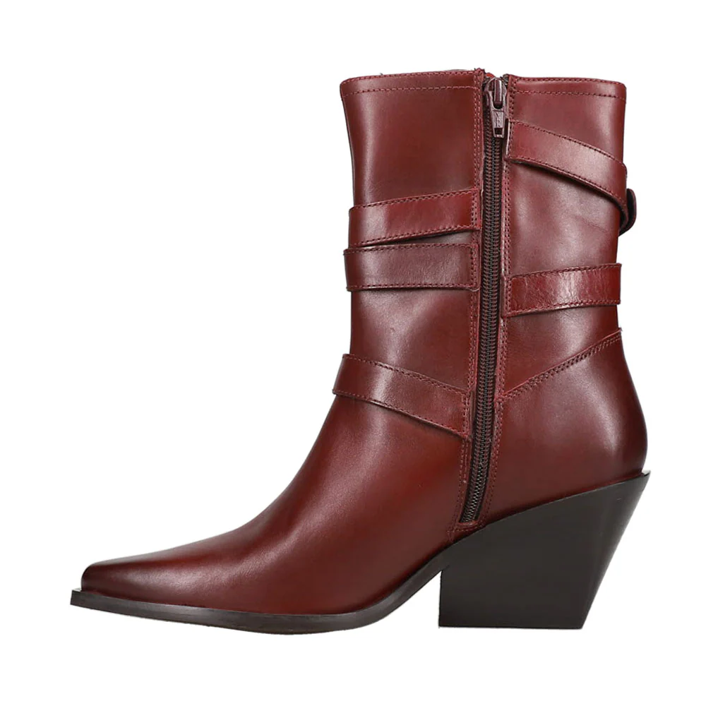 Speak Up Pointed Toe Zippered Cowboy Boots - Image 3