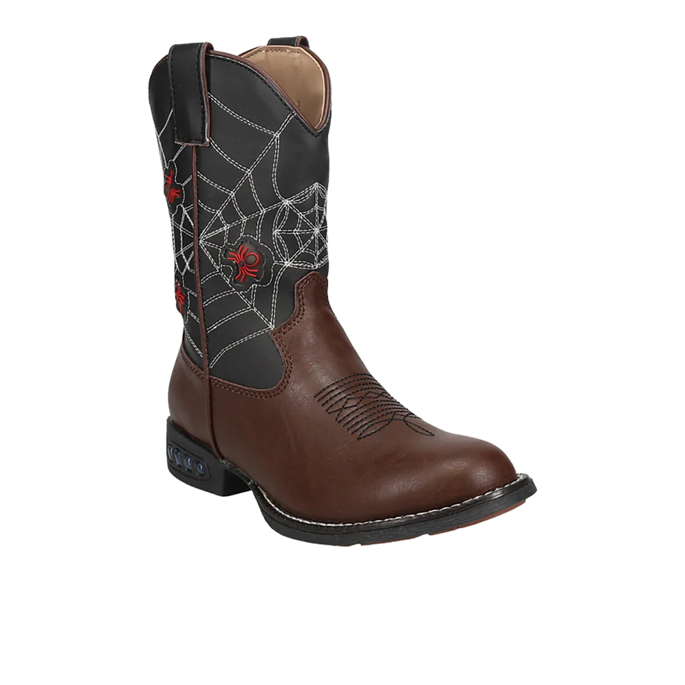 Spider Web Light Up Round Toe Cowboy Boots (Toddler-Little Kid) - Image 2