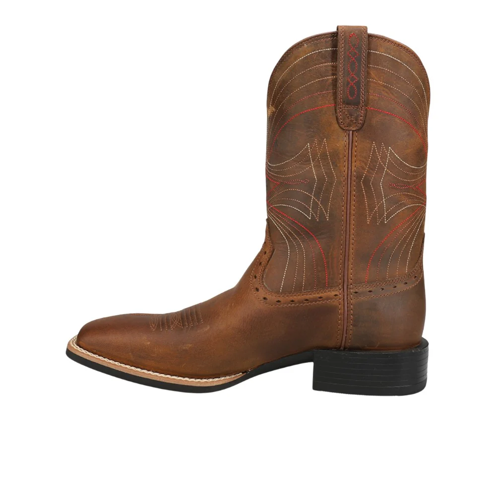 Sport Wide Embroidered Square Toe Pull On Cowboy Boots - Image 3