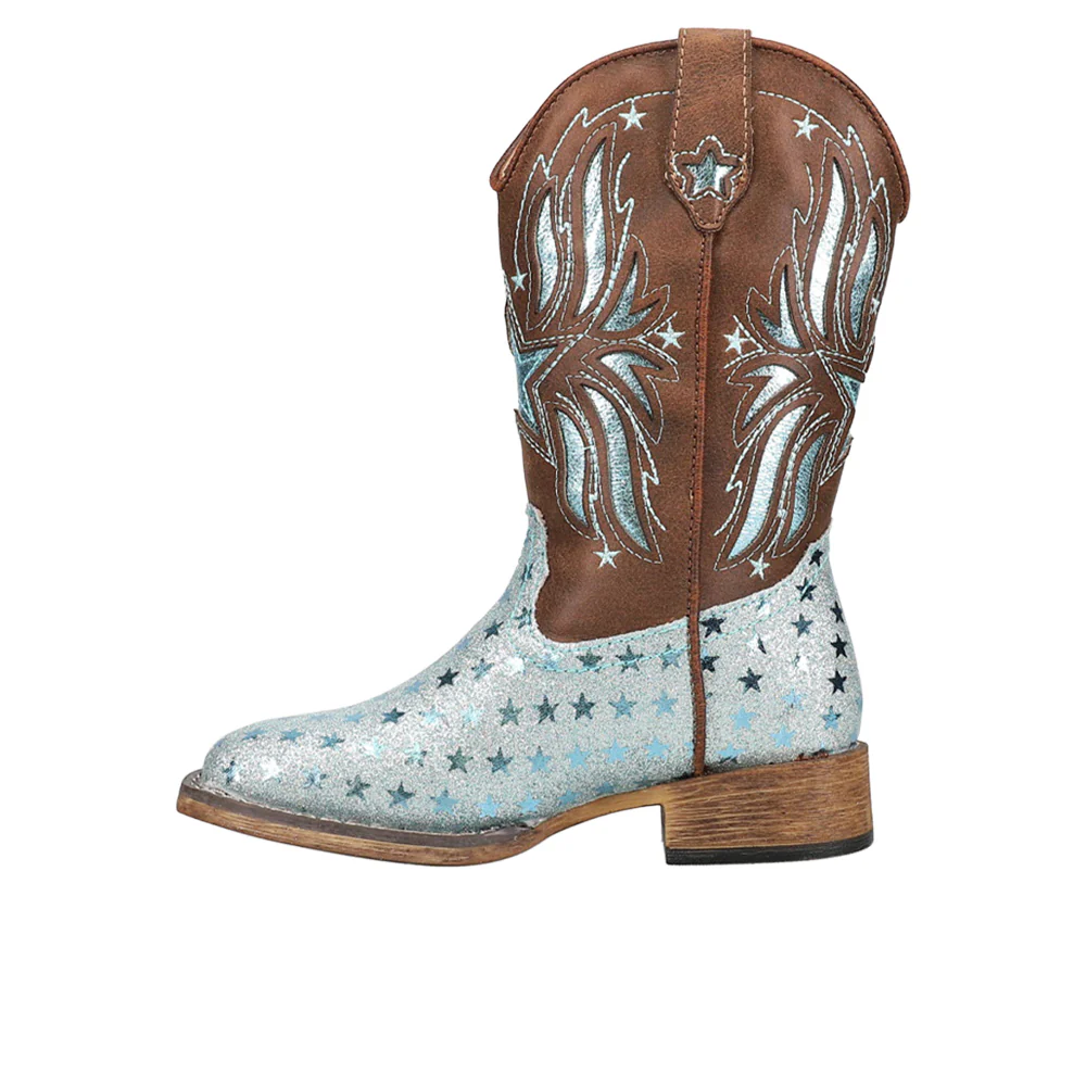 Starlet Tooled Inlay Square Toe Cowboy Boots (Little Kid) - Image 3