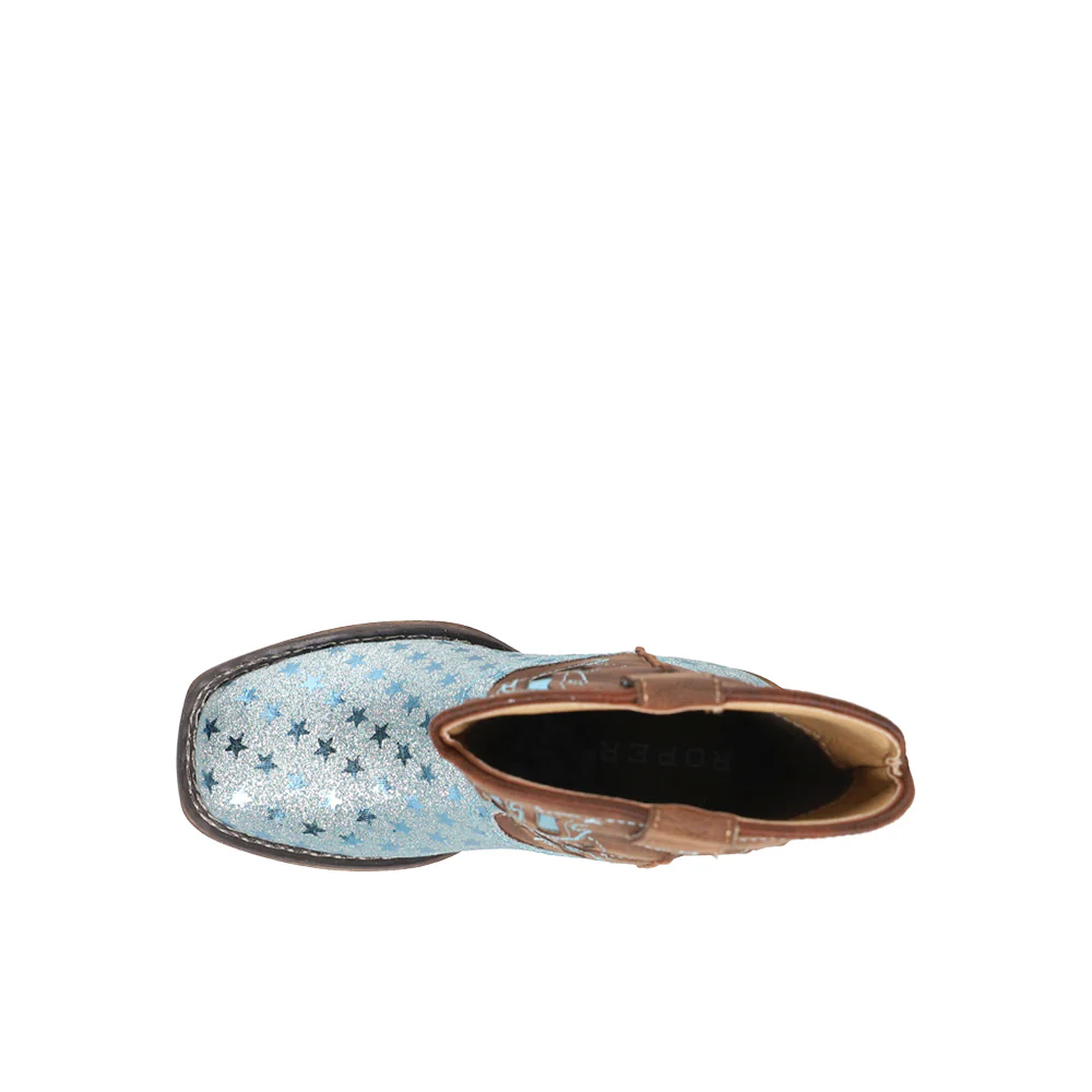 Starlet Tooled Inlay Square Toe Cowboy Boots (Little Kid) - Image 4