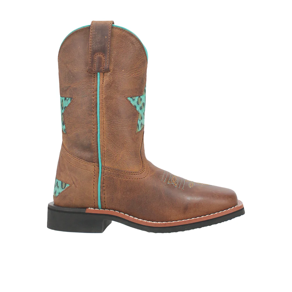 Starr Tooled Inlay Leopard Square Toe Cowboy Boots (Little Kid-Big Kid)