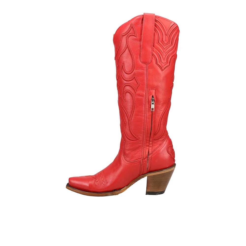 Stitch Pattern Embroidered Snip Toe Cowboy Boots - Image 3