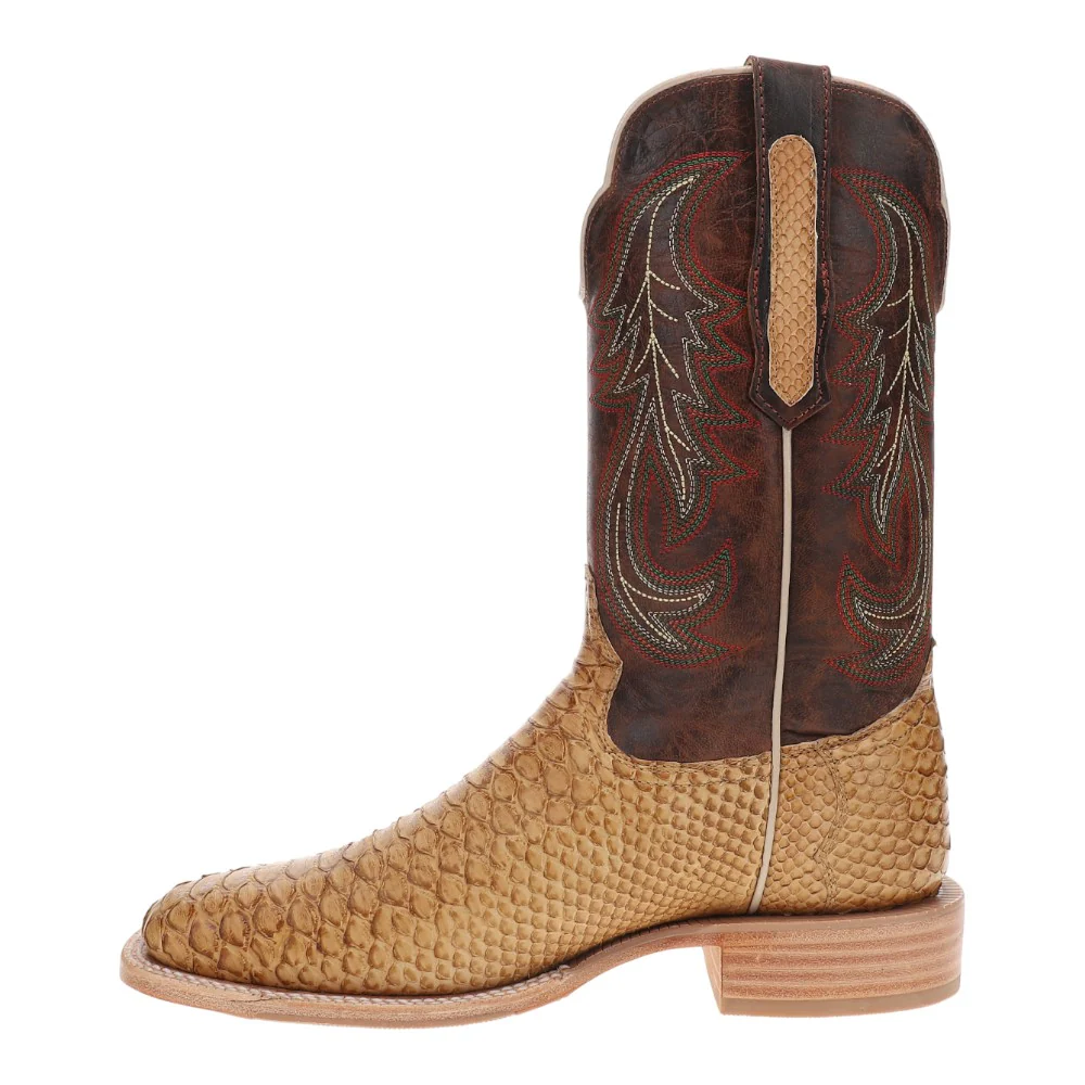 Sueded Back Cut Python Embroidered Wide Square Toe Cowboy Boots - Image 3