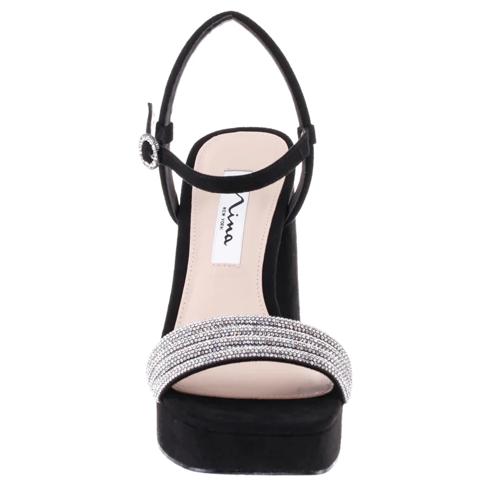 Sully Rhinestone Ankle Strap Block Heel Platform Sandals - Image 3
