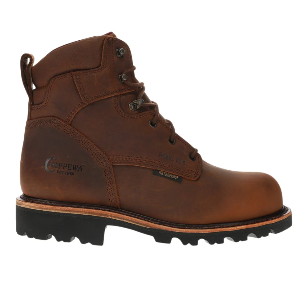 Super DNA 6 Inch Waterproof Steel Toe Lace Up Work Boots