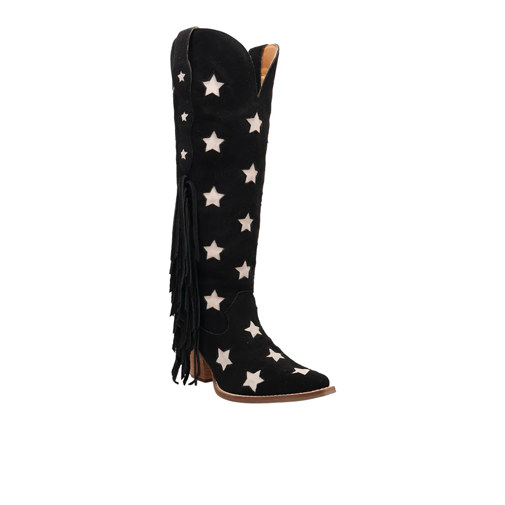 Super Star Fringe Tooled Inlay Snip Toe Cowboy Boots - Image 2