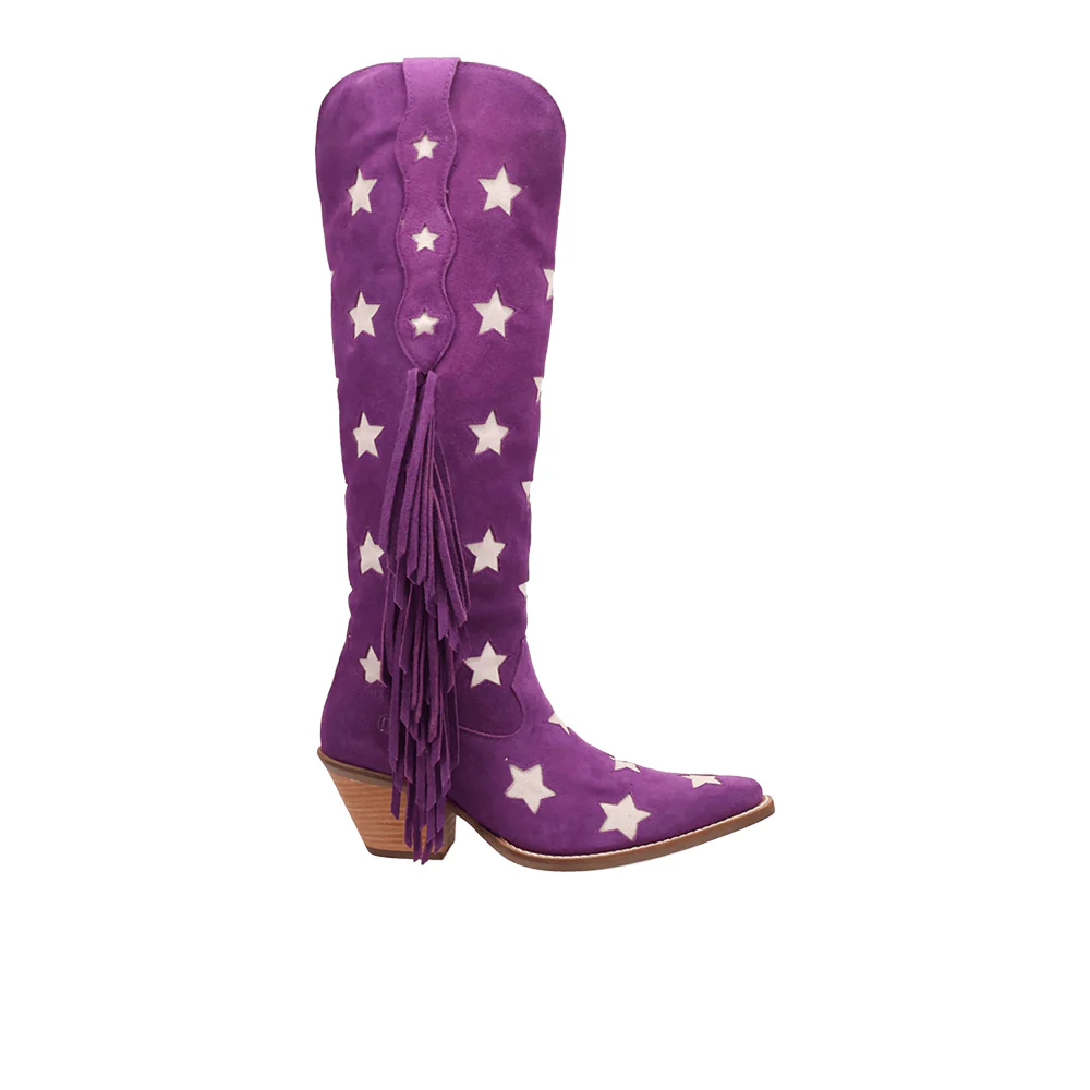Super Star Fringe Tooled Inlay Snip Toe Cowboy Boots
