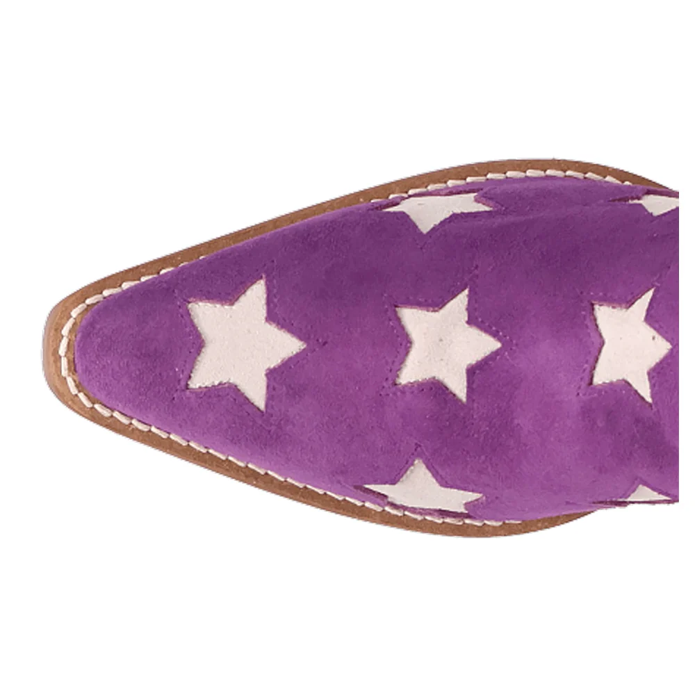 Super Star Fringe Tooled Inlay Snip Toe Cowboy Boots - Image 4