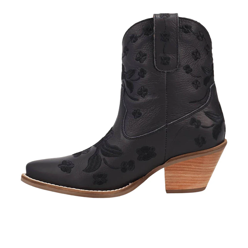Sweetheart Floral Embroidered Snip Toe Cowboy Booties - Image 3