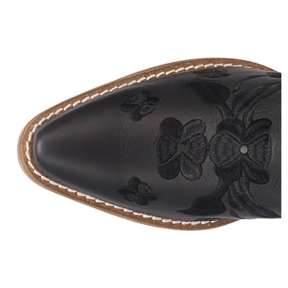 Sweetheart Floral Embroidered Snip Toe Cowboy Booties - Image 4