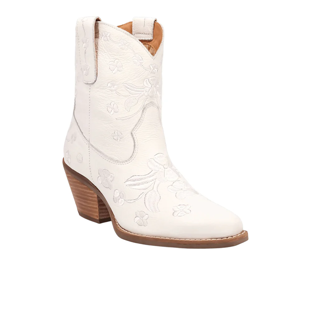 Sweetheart Floral Embroidered Snip Toe Pull On Cowboy Booties - Image 2