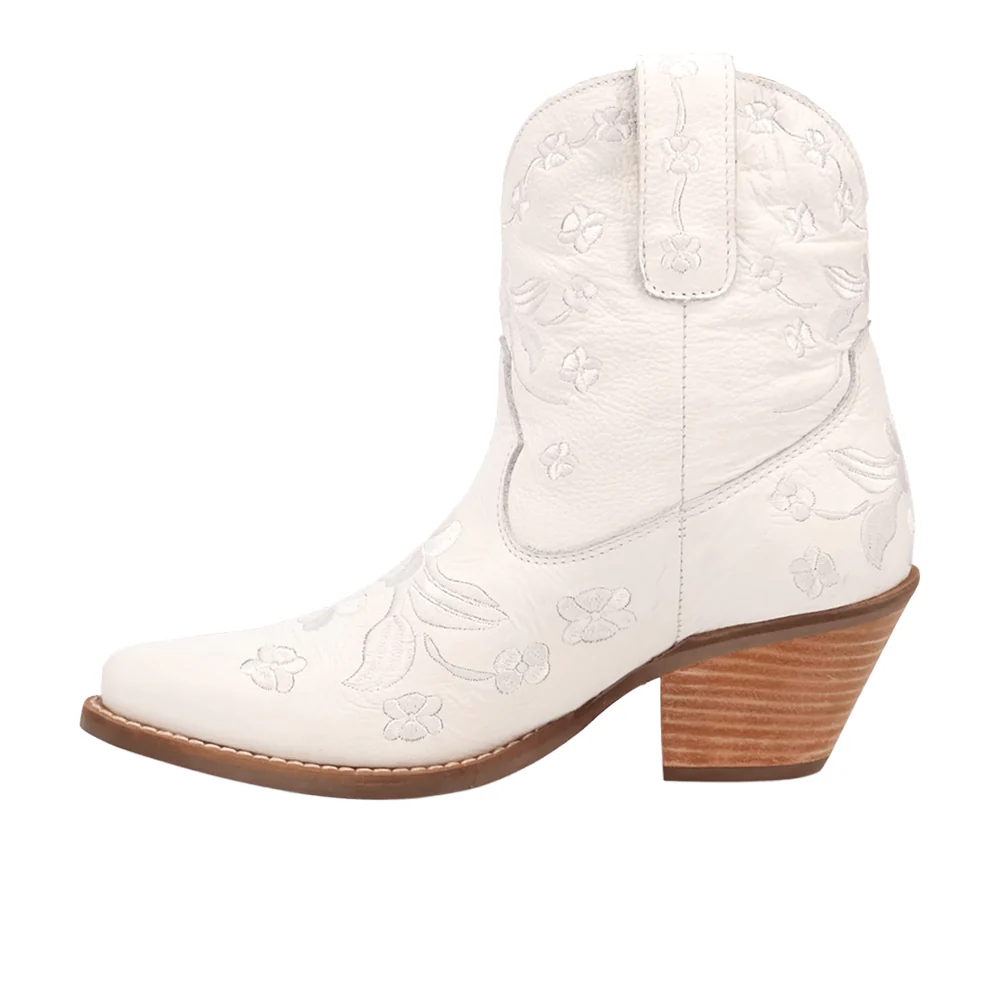 Sweetheart Floral Embroidered Snip Toe Pull On Cowboy Booties - Image 3