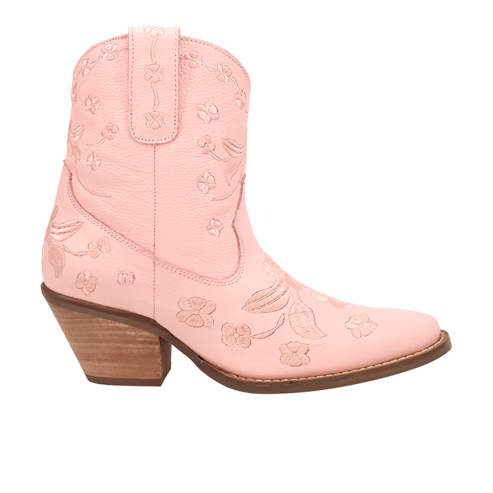 Sweetheart Floral Embroidered Snip Toe Pull On Cowboy Booties