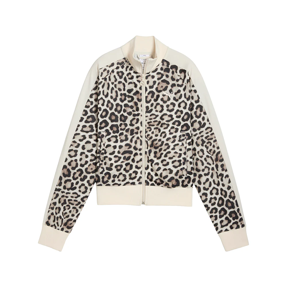 T7 Leo Luxe Cheetah Print Short Full Zip Track Jacket