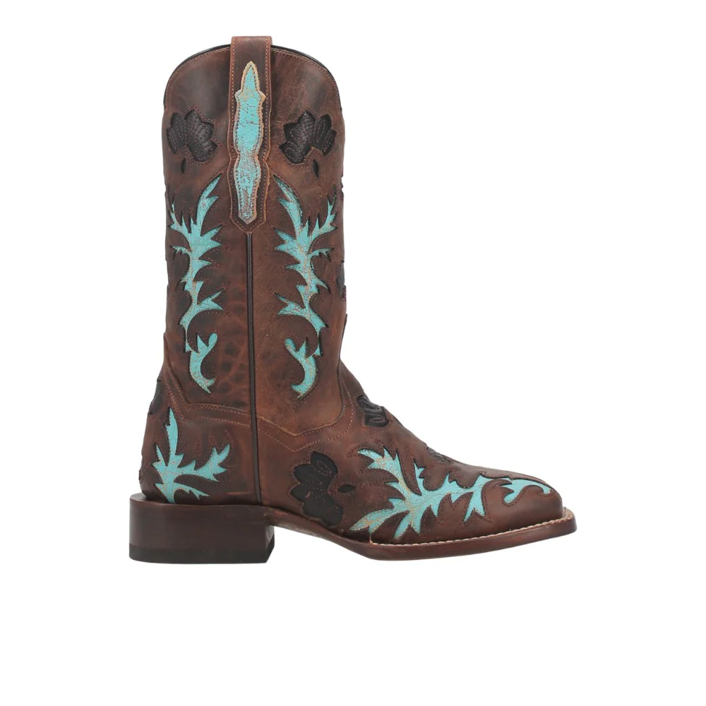 Tamarind Tooled Inlay Square Toe Cowboy Boots