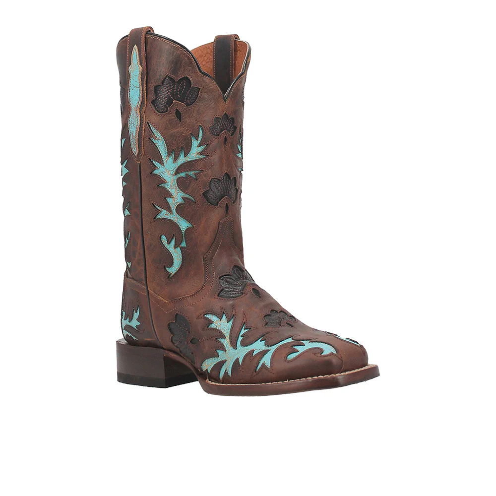 Tamarind Tooled Inlay Square Toe Cowboy Boots - Image 2