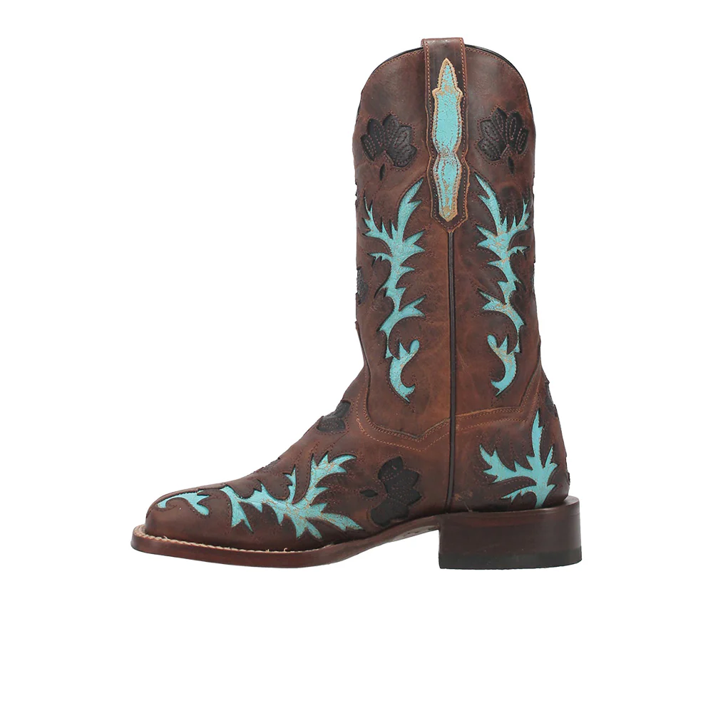 Tamarind Tooled Inlay Square Toe Cowboy Boots - Image 3