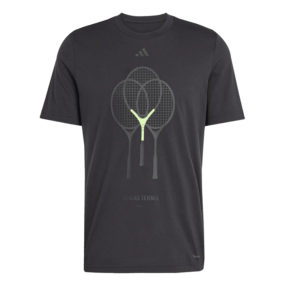 Tennis 3 Rackets Graphic Crew Neck Short Sleeve T-Shirt